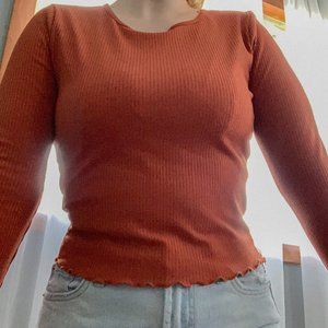 Orange Longsleeve Ribbed Top